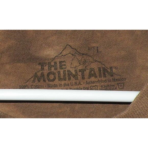 The Mountain Men’s Large SS T-Shirt Brown Tie Dye Elk Flag RMEF Made USA - Picture 2 of 3